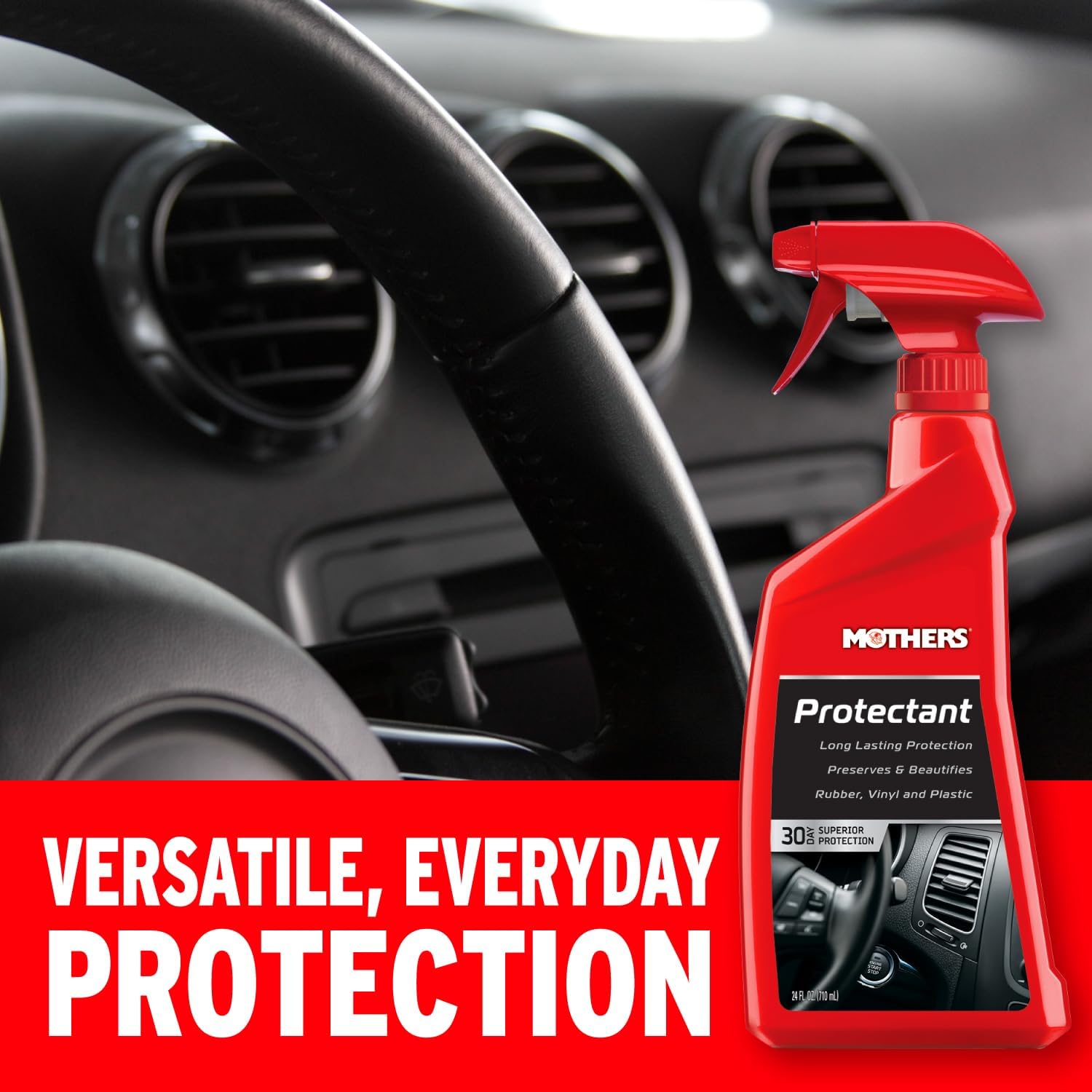Mothers Protectant, 24 oz. – Long-Lasting UV Protection for Rubber, Vinyl & Plastic, Shields Dash, Trim, Bumpers & Tires from Fading, Cracking & Drying, Restores a Clean OEM Finish (05324)