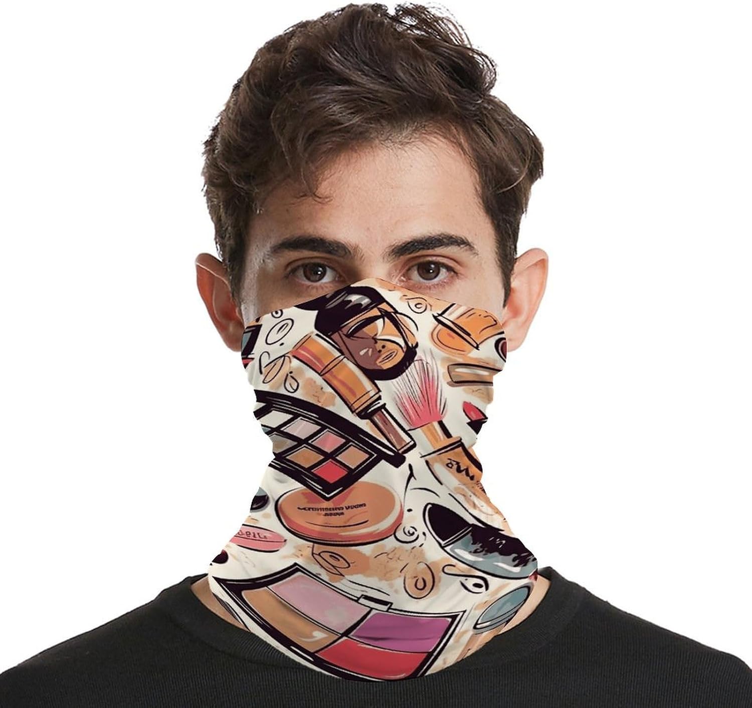 Cosmetic And Makeup Theme Pattern Neck Gaiter Face Mask Sun Protection Face Scarf Breathable Windproof Headwear Bandana For Men Women