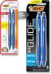 Bic Glide Bold Retractable Ball Point Pen, Bold Point (1.6mm), Blue, Great for Everyday Use, 2-count