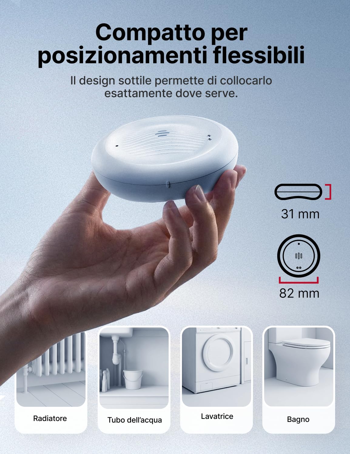 X-SENSE Rilevatore 2-in-1 Acqua e Freddo WiFi: Allarme perdite d‘acqua e gelo per cucina, bagno, cantina. Notifiche App, 110 dB, IP66. Compatibile con App X-SENSE Home Security, SWS0B, 3 Pezzi