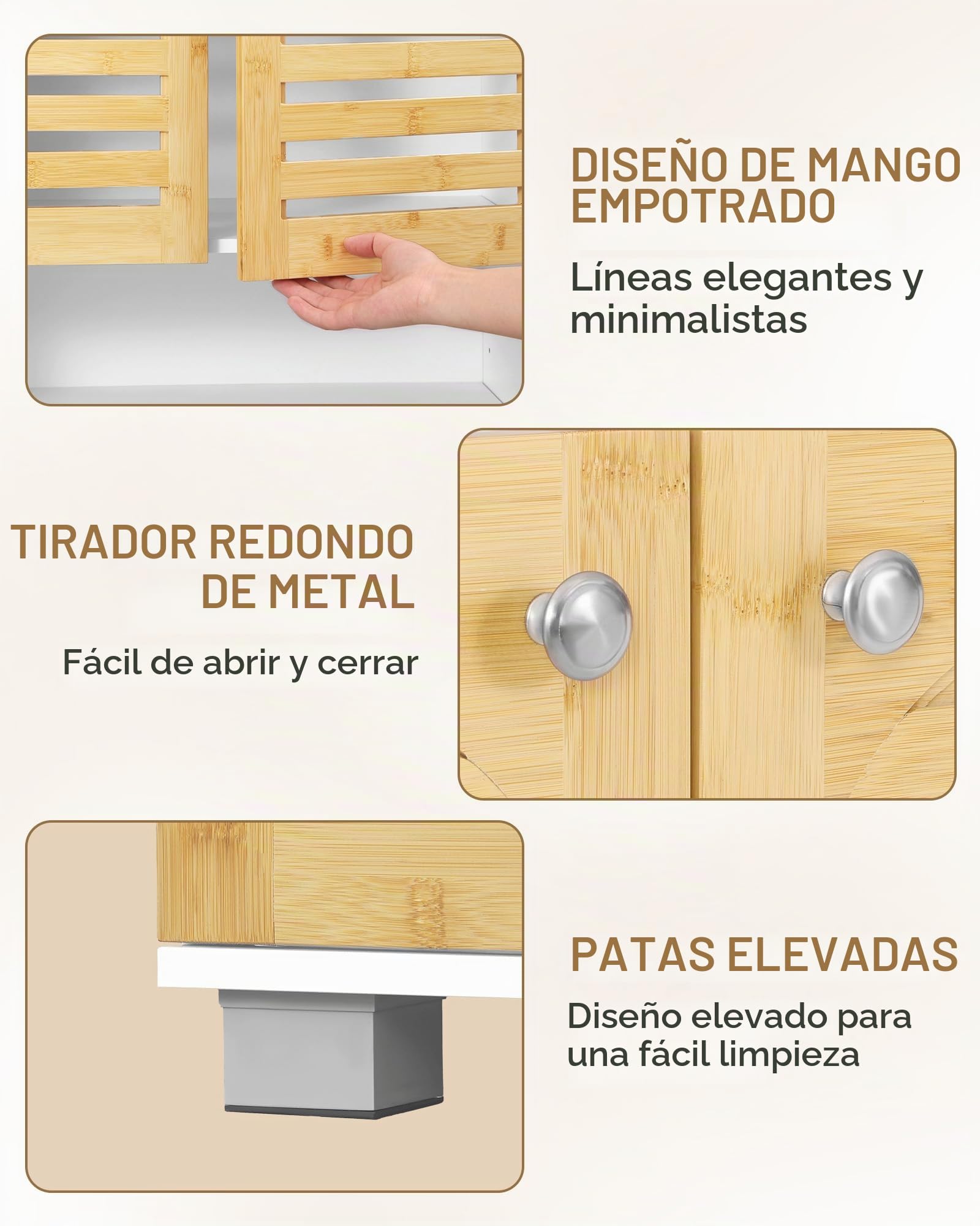 Hzuaneri Mueble Baño, Armario Alto Baño, Bambú, 4 Puertas, 2 Espacio Abierto, Estantes Ajustables, Mueble Auxiliar de Almacenaje para Salón, 30 x 60 x 171,5 cm, Blanco SC17103X