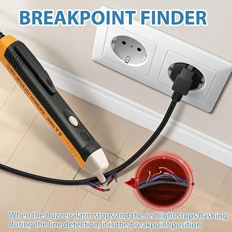 Non Contact Voltage Tester, Voltage Tester Pen 90V to 1000V Electric Test Pen with LED Flashlight Buzzer Alarm Adjustable Sensitivity Digital Power Detector Live Wire Sensor Electrical Safety Tool