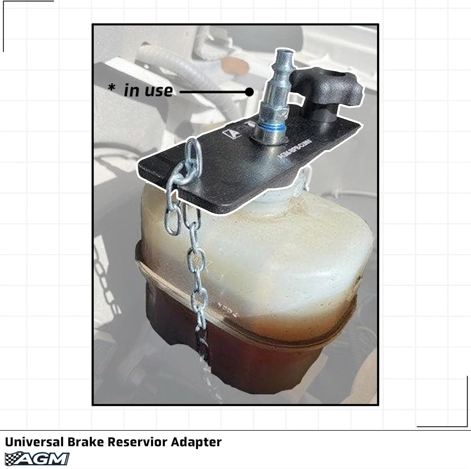 AGM Products Brake Bleeder Adapter – Universal Reservoir Cap for Pressure Brake Bleeder Systems – Fits Most Round Brake Fluid Reservoirs – Master Cylinder Adapter