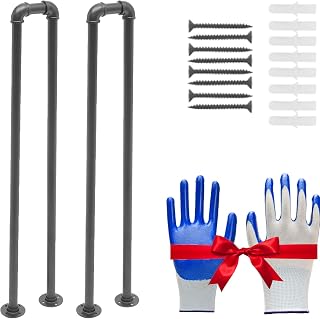 Pasamanos de hierro forjado en forma de U, barandilla industrial antideslizante de color negro mate con guantes, postes de apoyo for niños mayores de seguridad for interiores y exteriores(2pcs)
