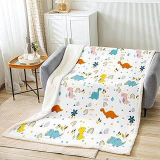 Dinosaur Baby 30x40 Inch, Bed Blankets For Kids Boys Girls Toddler Dino Throw Blanket Nursery Cute Colorful Rainbow Sherpa Blanket Cartoon Jungle Animal Fuzzy Blanket for Sofa Bed Couch Bedroom