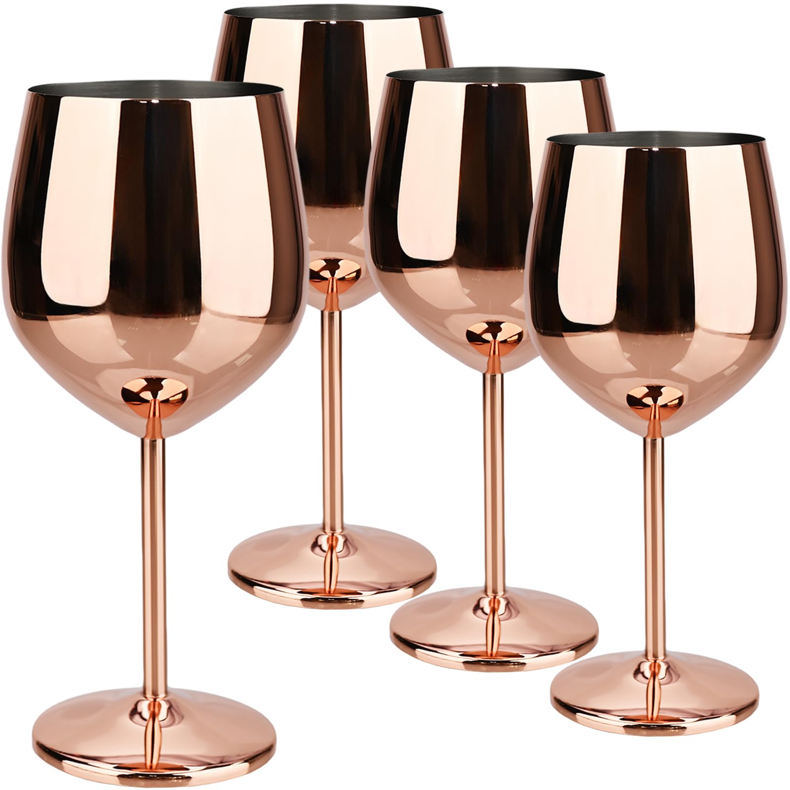 TJ Wine Glasses Stainless Steel Set of 4, Unbreakable Wine Glass 17oz, Wine Accessories Cool Wine Glass, Wine Goblets for Outdoor, Travel, House