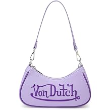 Von Dutch Purse Shoulder Bag, Womens Shoulder Handbags Logo Print and Gold or Silver Chain with Wrench Charm