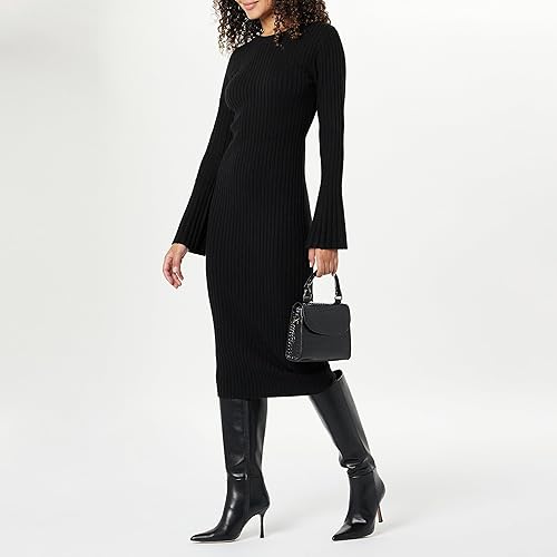 Vista 4 de The Drop Vestido tipo suéter acanalado con mangas acampanadas Fernanda para mujer