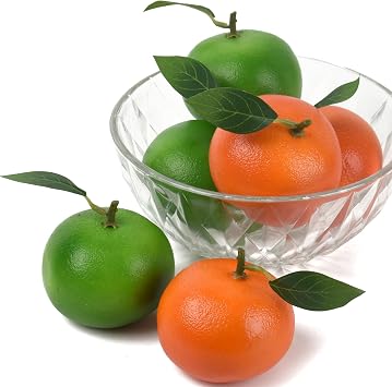 Artificial Orange, Fake Fruit Orange Simulation Lifelike Large Fake Orange Model Home House Kitchen Party Decoration Desk Ornament 2 Colors 6PCS