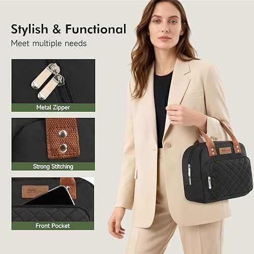 Miniatura 3 de HOMESPON - Lonchera para mujer y hombre adultos con bolsillo frontal, bolsa térmica para almuerzo reutilizable, contenedor para el trabajo, picnics