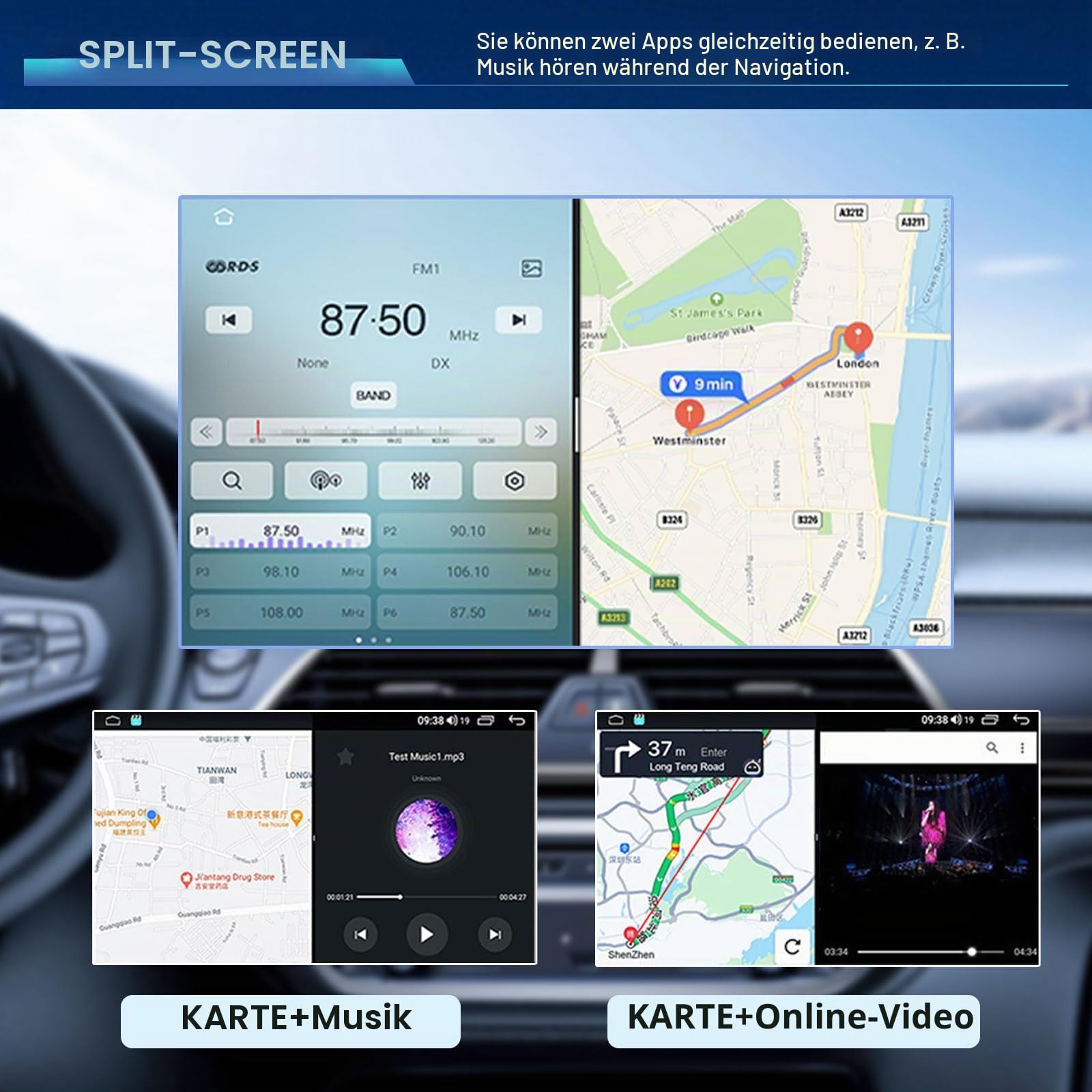 2+64G Android 15 Autoradio für FIAT Ducato Peugeot Boxer Citroën Jumper 2006–2023 mit Carplay Android Auto, 10 Zoll Touchscreen Auto Stereo Display Player Radio GPS Navi Head Unit mit FM RDS SWC DAB+