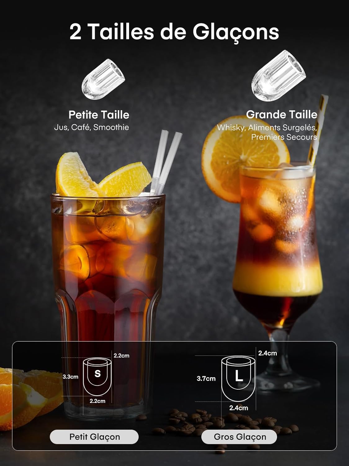 Glaçons sphériques produits par FOHERE et usage en soirée