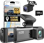 FONY &KENY 4K Dash Cam Front & Arrière, SONY STARVIS, Gratuit 128 GB TF Carte, 5.8 GHz Wifi et GPS, 3.18" IPS Écran, vision nocturne, senseur G, 24H Moniteur de stationnement, Verrouillage d'urgence, Enregistrement de boucles pour une conduite sécuritaire.