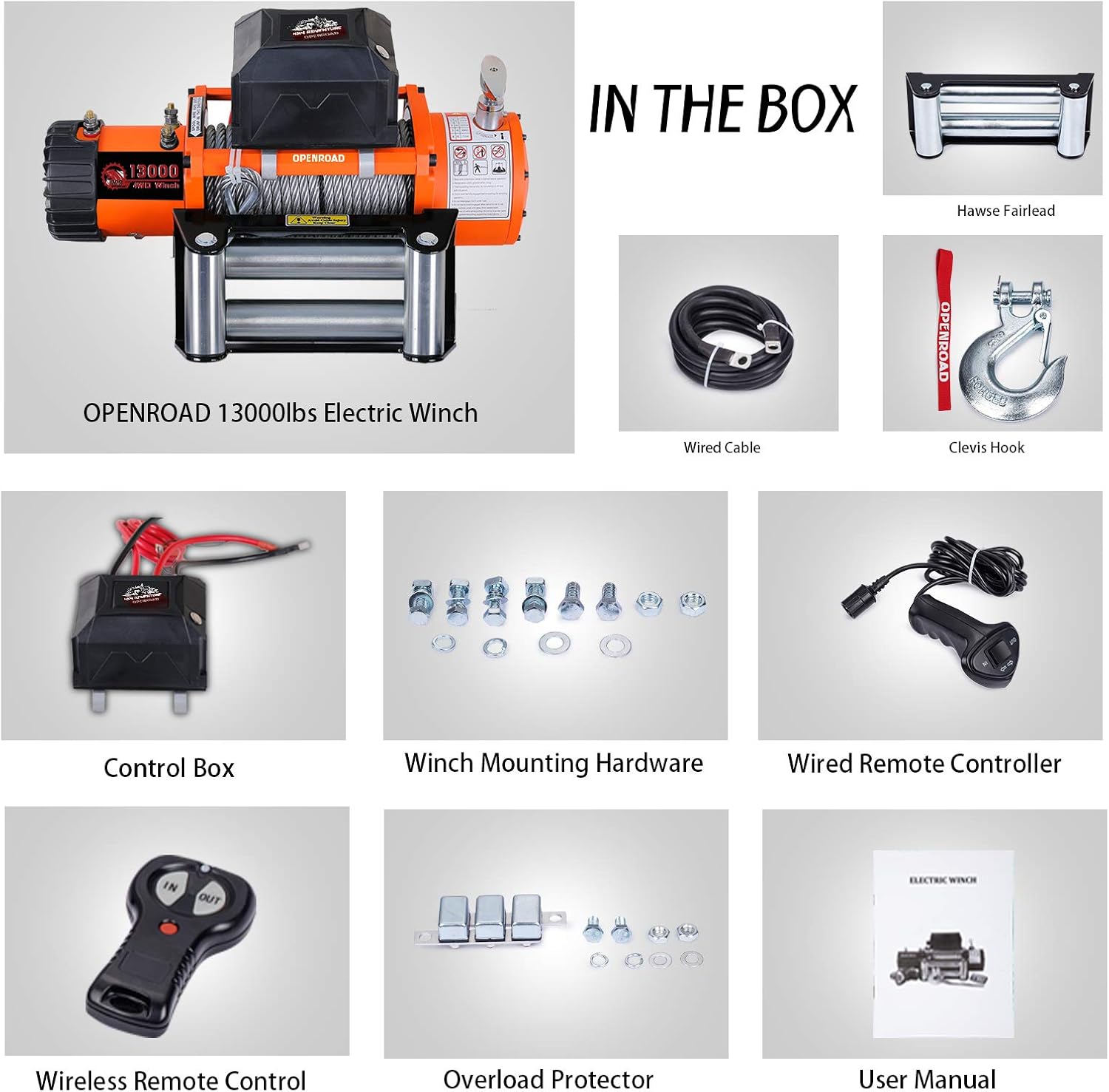 13000Lbs 12Volts Electric Winch, Winch for Truck/4×4/Jeep, 13000Lbs/5896kg Electric Winch Kit, with 26m/85ft Winch Cable, Towing Off-Road Electric Winch Recovery kit (13000Lbs Orange) : Industrial & Scientific