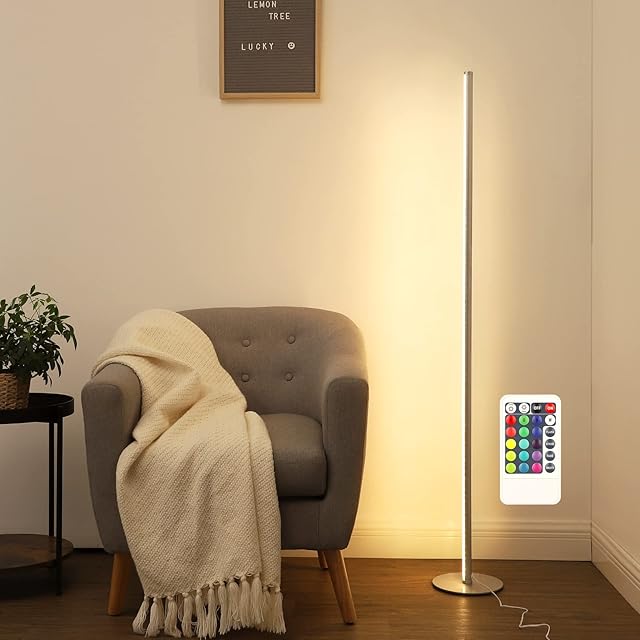 EDISHINE LED Floor Lamp, RGB Standing lamp with Remote Contral, Dimmable Colour Changing Floor Lamps for Living Room, Bedroom, Modern Style