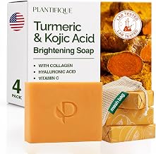 PLANTIFIQUE Kojic Acid Soap | Turmeric Soap with Kojic Acid (x4)