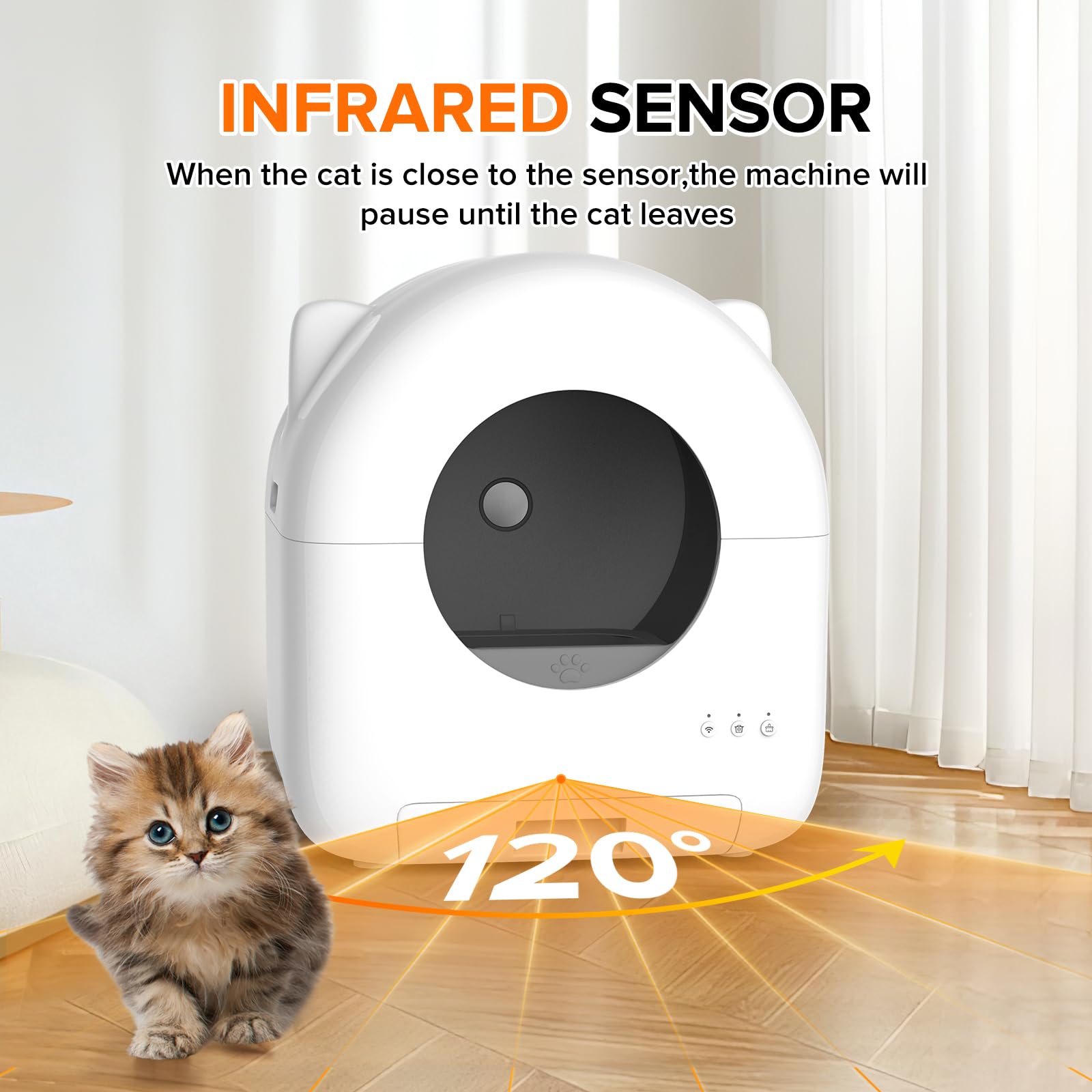 Self Cleaning Litter Box, Large Capacity Automatic Cat Litter Box Self Cleaning for Cats - App Control Safety Protection with Trash Bags, Deodorizer and Cleaning Brush