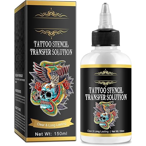 Tattoo Stencil Transfer Gel Solution, tattoo transfer gel 150ml, Stencil Magic Cream, Tattoo Application Solution for Transfer Paper Machine Stencils, Temporary Supplies - Clear & Long-Lasting
