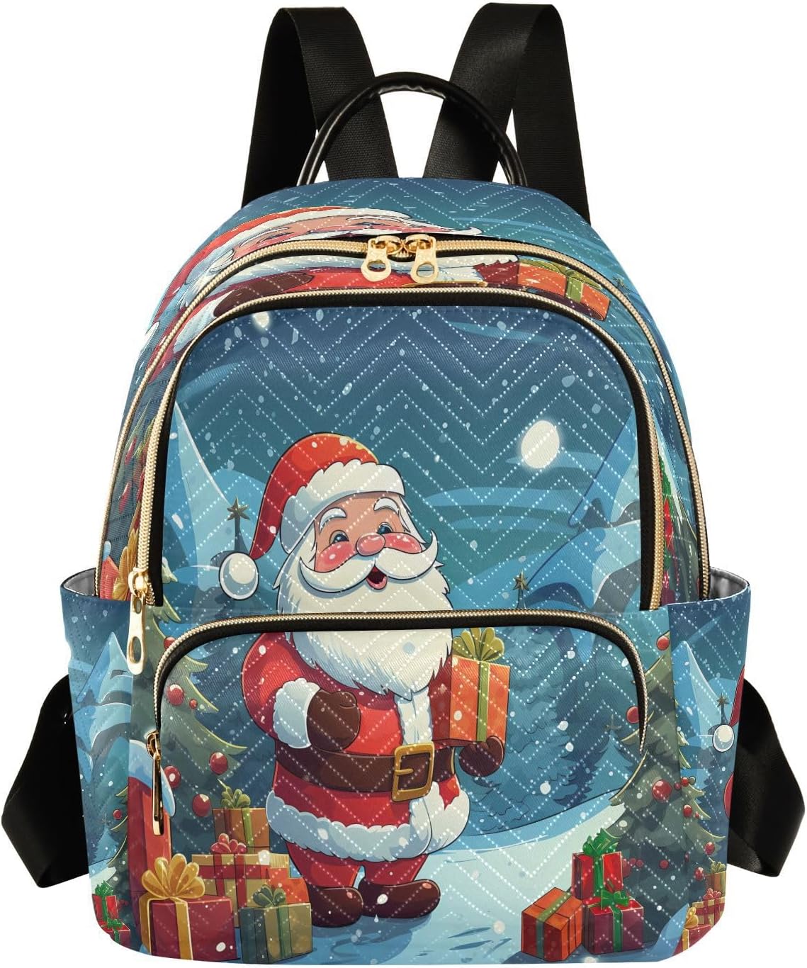 ALAZA Pine Tree Santa Claus Snow Xmas Women Backpack Purse Ladies Fashion Shoulder Bag Daypack Travel Bag 7.5L