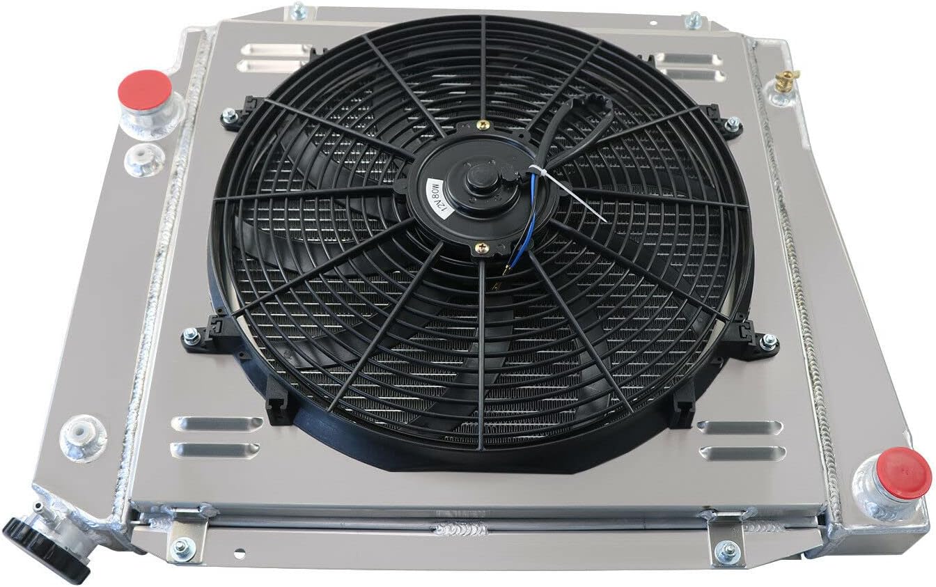 4 Row Aluminum Radiator+Shroud Fan Relay For 1966~1977 Ford Bronco 5.0L V8 Gas