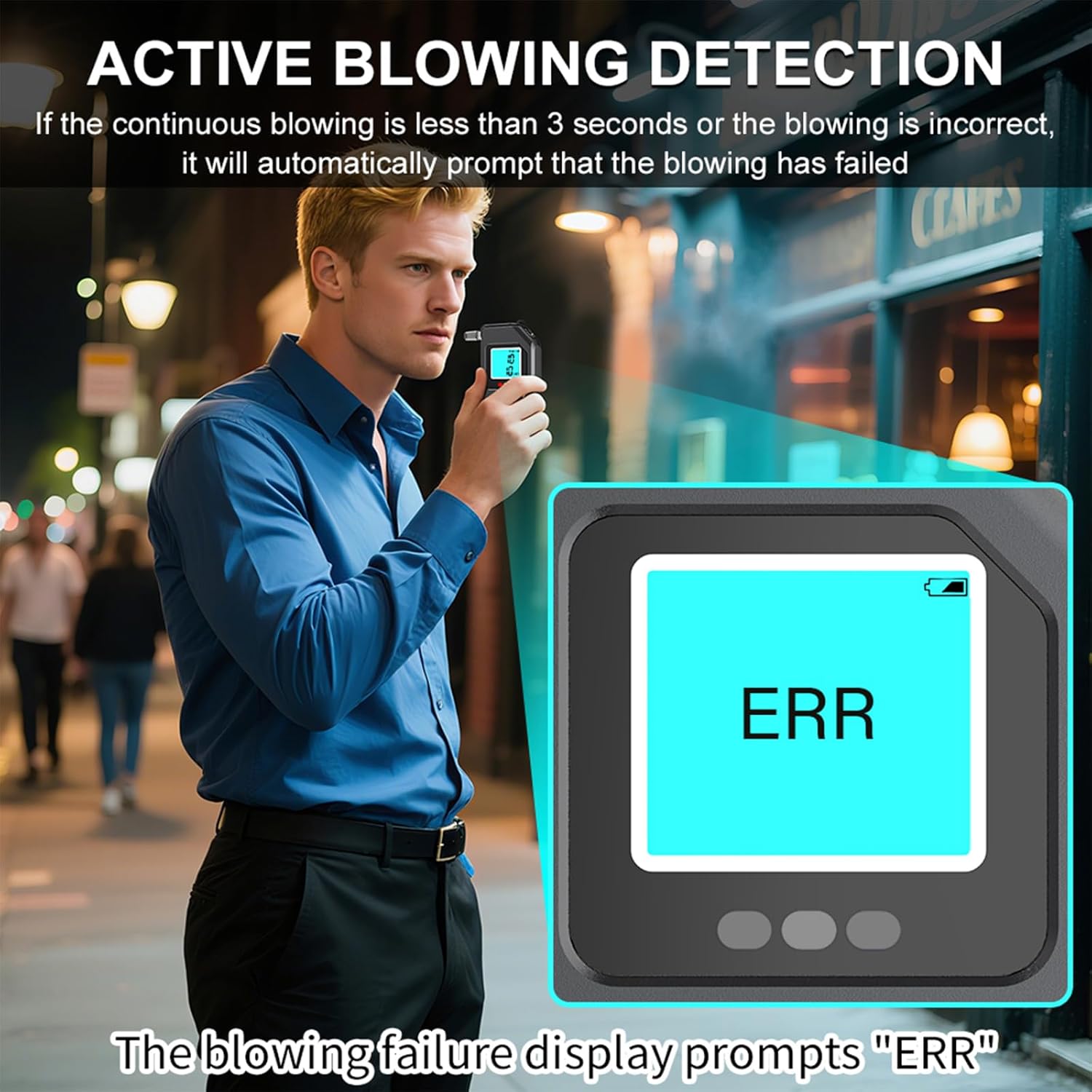 Breathalyzer, Portable BAC Tester with Digital LCD Display, Personal Breath Alcohol Device with 15 Mouthpieces, Compact Handheld Monitor for Home, Travel, Parties, Car, Easy Use