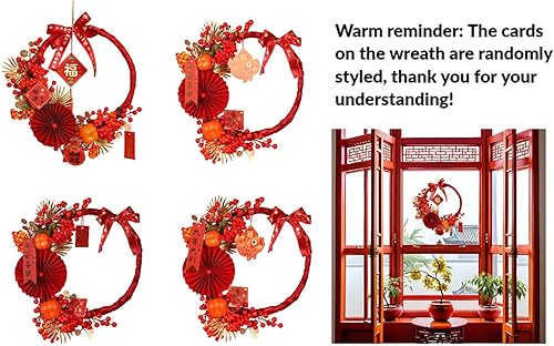 Miniatura 4 de Decoraciones de Año Nuevo chino 2024 Corona china roja y pares de nudos chinos, decoración de Año Nuevo Lunar Año del Dragón, adorno colgante de la