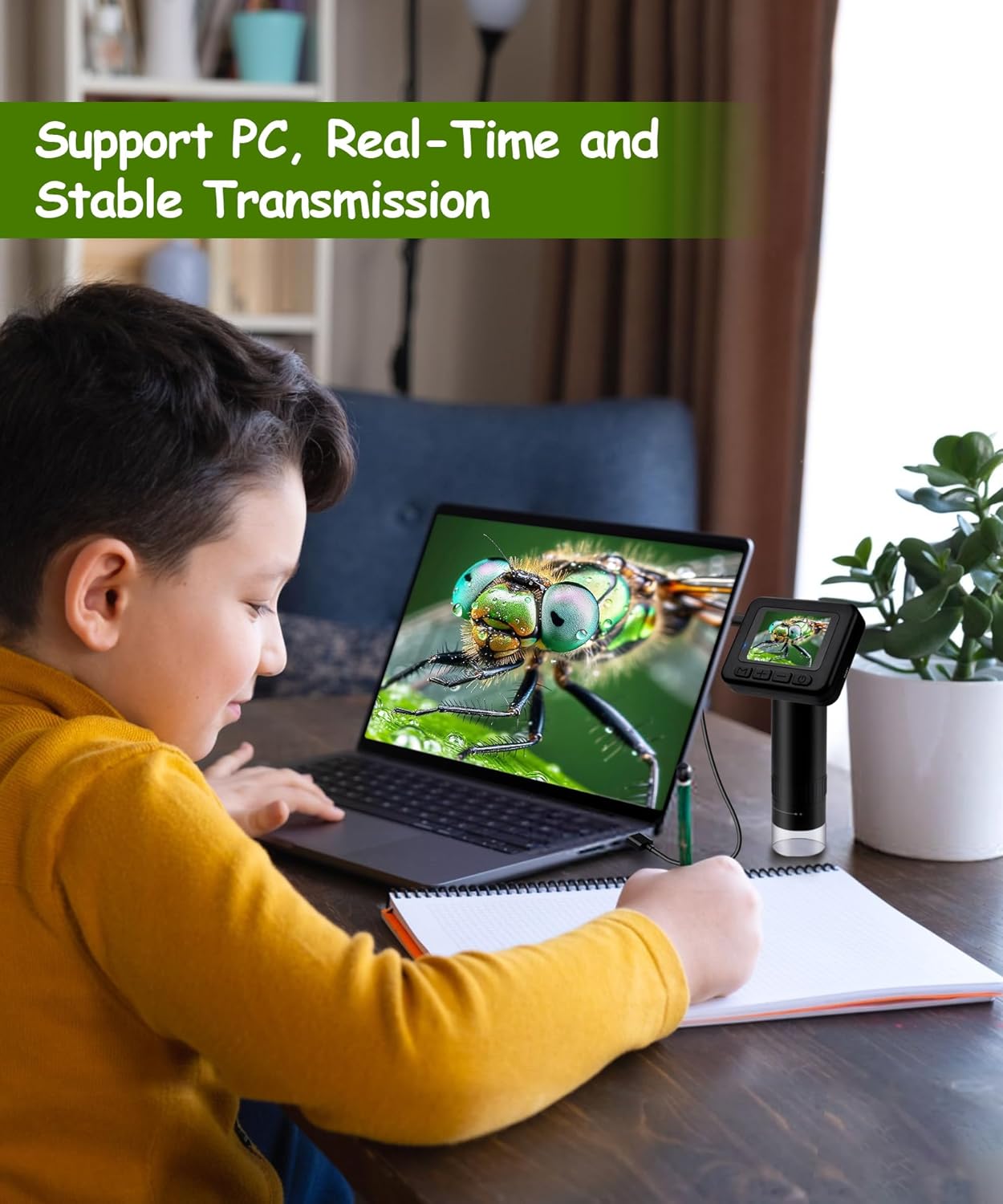 手持ち式デジタル顕微鏡、2インチのLCDスクリーン付き、調節可能なLEDライト付きの子供用ポータブル顕微鏡。