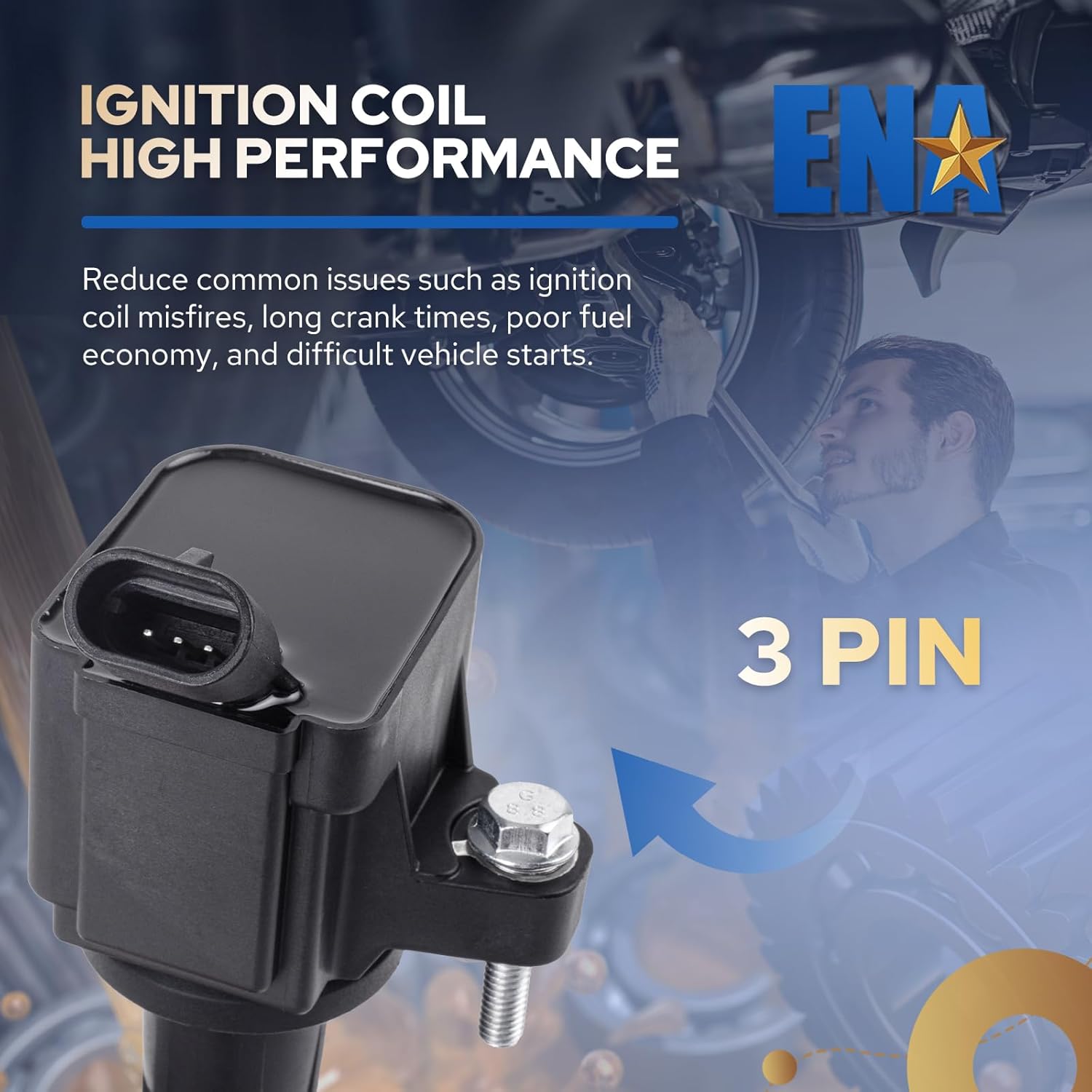 ENA Ignition Coil Pack 4.2L V6 Compatible with Chevy GMC Isuzu Saab Buick 2006 2007 Rainier, 2006 2007 2008 2009 Trailblazer 97x Envoy, 2006-2007 Ascender Coils for UF497 C1558 12496547, Set of 6