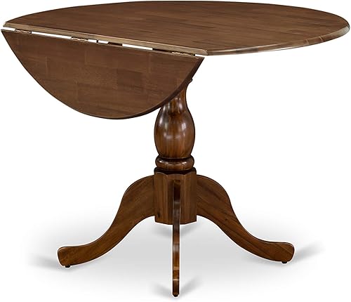 Miniatura 43 de East West Furniture DMT-ABK-TP Dublin - Mesa de comedor redonda de madera con base de gota y pedestal, 42 x 42 pulgadas, color negro cepillado