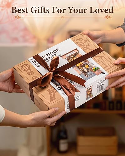 Miniatura 8 de Rolife Kit de rincón de libros Sakura Wine Alley, rompecabezas de madera 3D para decoración de estanterías, tema Sakura de inspiración japonesa, kit