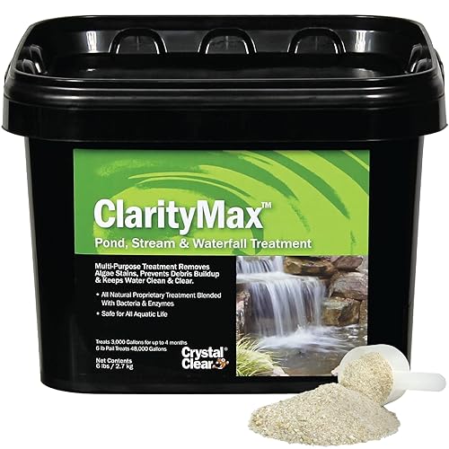 CrystalClear ClarityMax, tratamiento clarificador de estanque todo en uno, bacterias beneficiosas y enzimas totalmente naturales que proporcionan