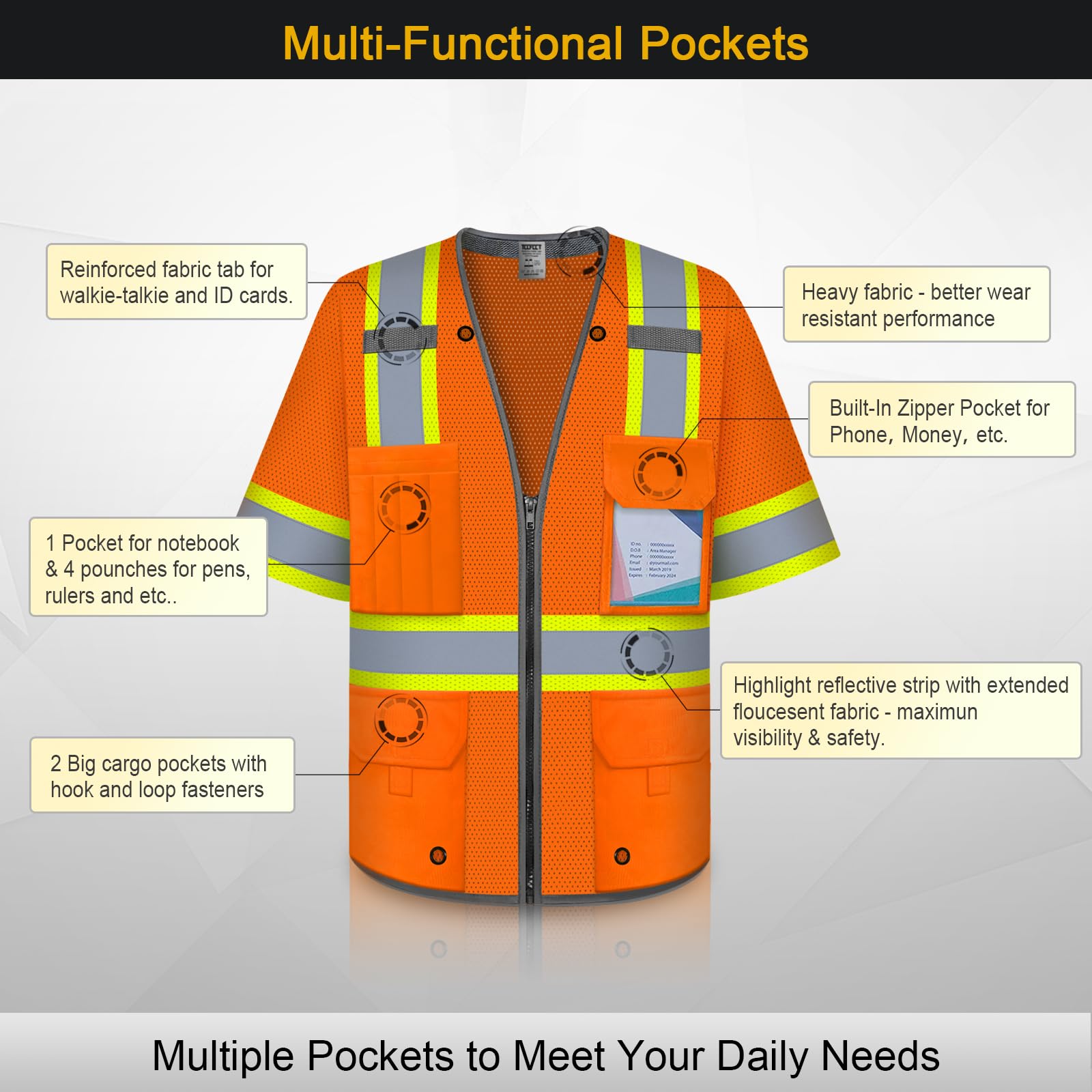 Snapklik.com : TCCFCCT Work Vest For Men Women 9 Pockets High ...