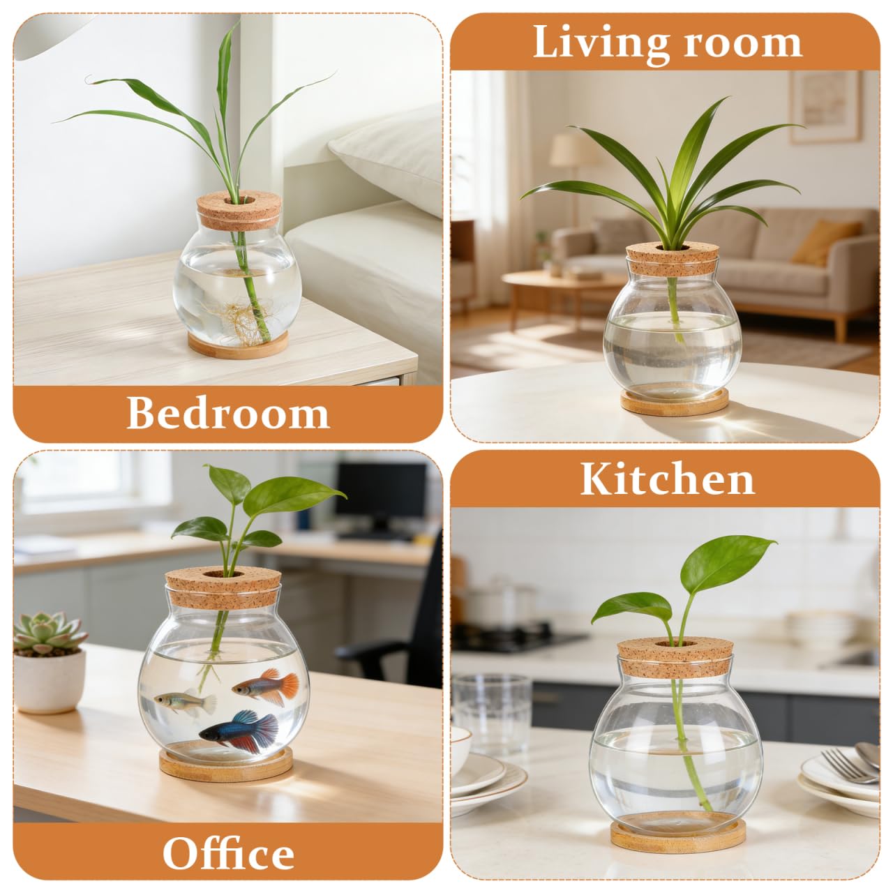 Aquarium hydroponique de bureau avec base en verre Betta Aquarium décoratif pour plantes pour la décoration