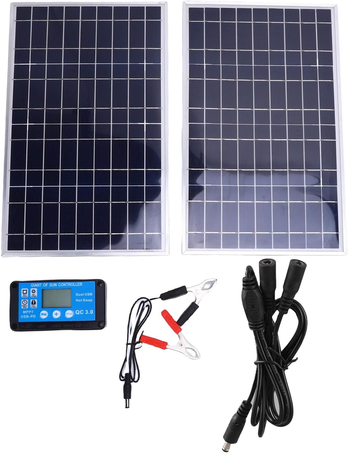 200W Solar Panel Kit with Aluminum Frame, Monocrystalline Solar Charger Controller Kit for Off Grid Power - High Efficiency, Weather, Ideal for RV and Travel