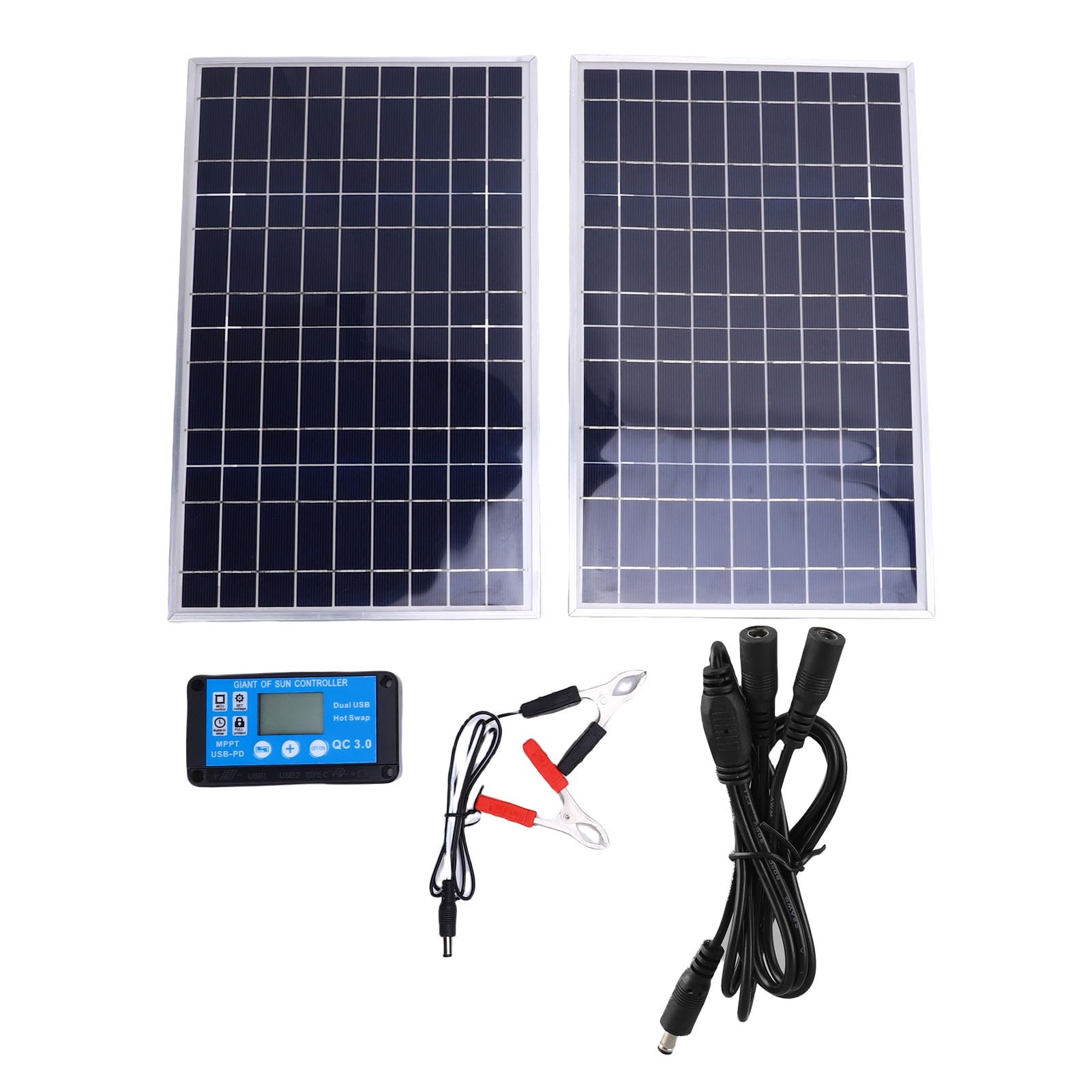 Elprico Kit de Mando de Cargador Solar de 200 W, Control Visual, Kit de Panel Solar Portátil Ligero para Aplicaciones Fuera de la Red, RV, Viajes, Clasificación IP67