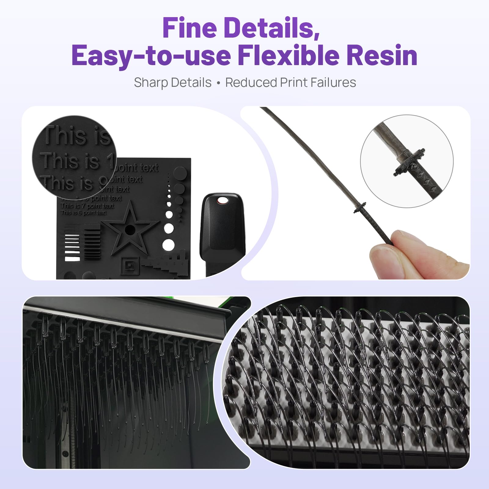 RESIONE Résine d'imprimante 3D flexible, 405nm Résine DLP LCD MSLA à durcissement UV Caoutchouc comme TPU comme résine photopolymère pour l'impression LCD (F69 Noir 1kg)
