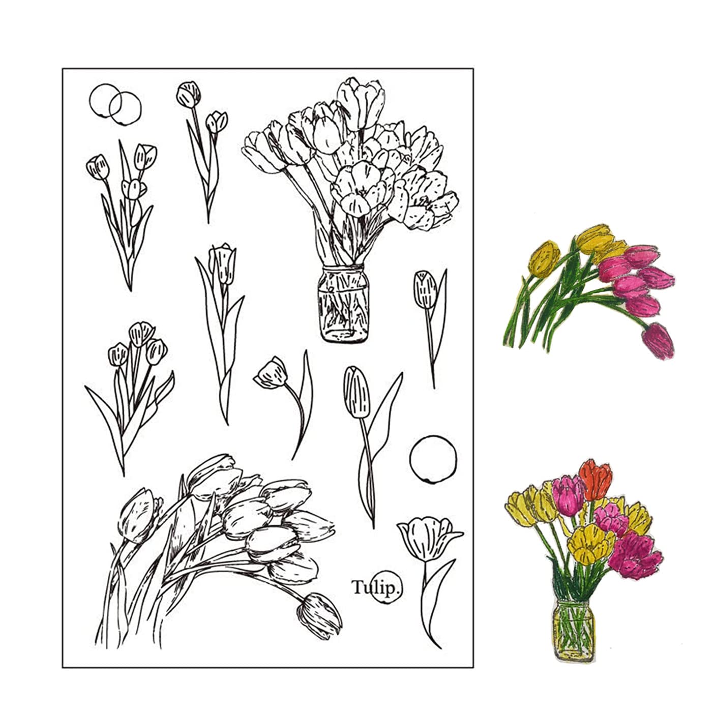 Arrietty Type 8 Flowers Diy Tulip Clear Stamps For Card Making Mother's Day Stamp Rubber Stamps For Photo Album Scrapbooking Gift Tags Paper Crafts Decoration