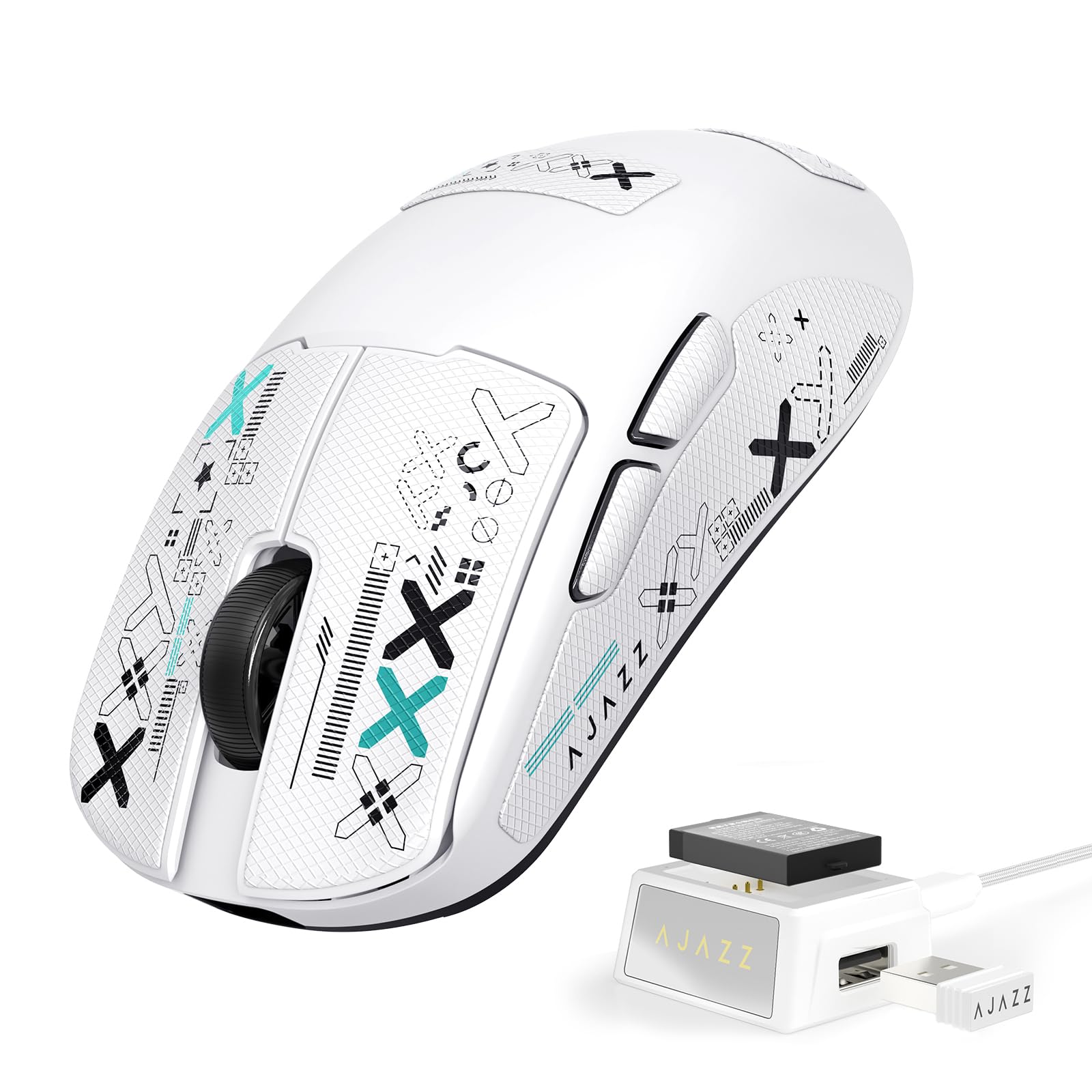 Ratón Gaming Inalámbrico A.JAZZ AJ159V2MC Blanco con Sensor 24K DPI 8