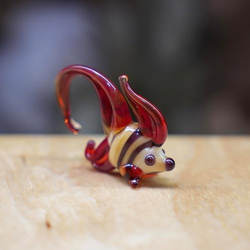 1” Red Glass Fish Figurine – Hand-Blown Murano-Style Miniature – Collectible Fish Ornament for Dollhouse, Shelf, Desk or Dry Tank Display – Tiny Art