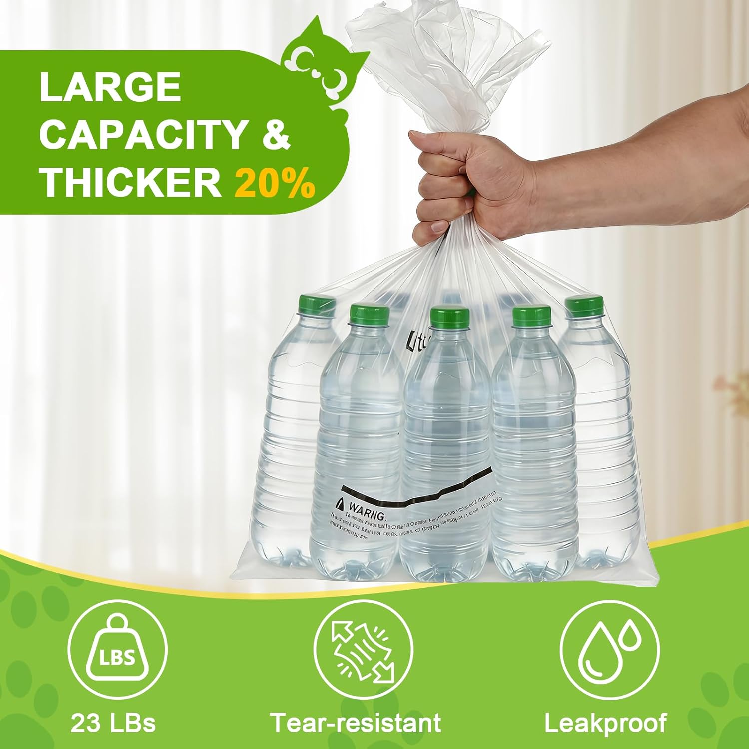 Litter Box Waste Bags,150 Count | Compatible with Litter Box Ro.bot 4/3/5| Thick & Leakproof Automatic Litter Box Liners | 23.6x25.2in Transparent Cat Litter Liners |9-11 Gallon Capacity for Cat Owner