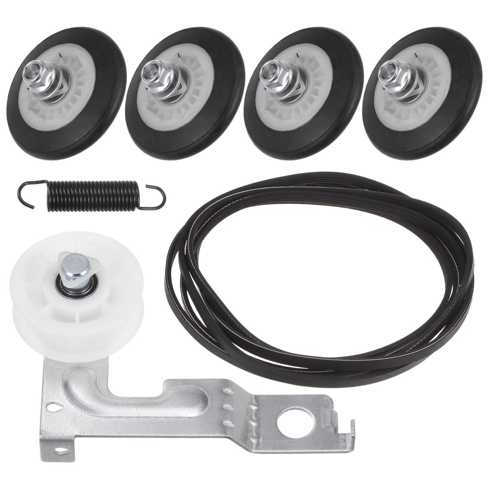 Muiltvoe Dryer Repair Kit Includes 4581EL2002C Dryer Drum Roller Dryer Belt 4400EL2001F Dryer Belt 4561EL3002A Idler Pulley and Spring, Fit Most Dryer Models