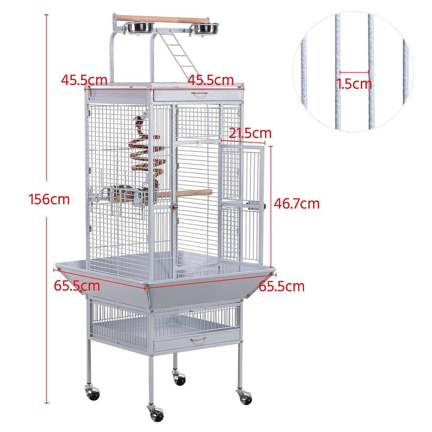 Yaheetech Vogelvoliere großer Vogelkäfig Vogelhaus Papageienkäfig Tierkäfig 156 cm hoch