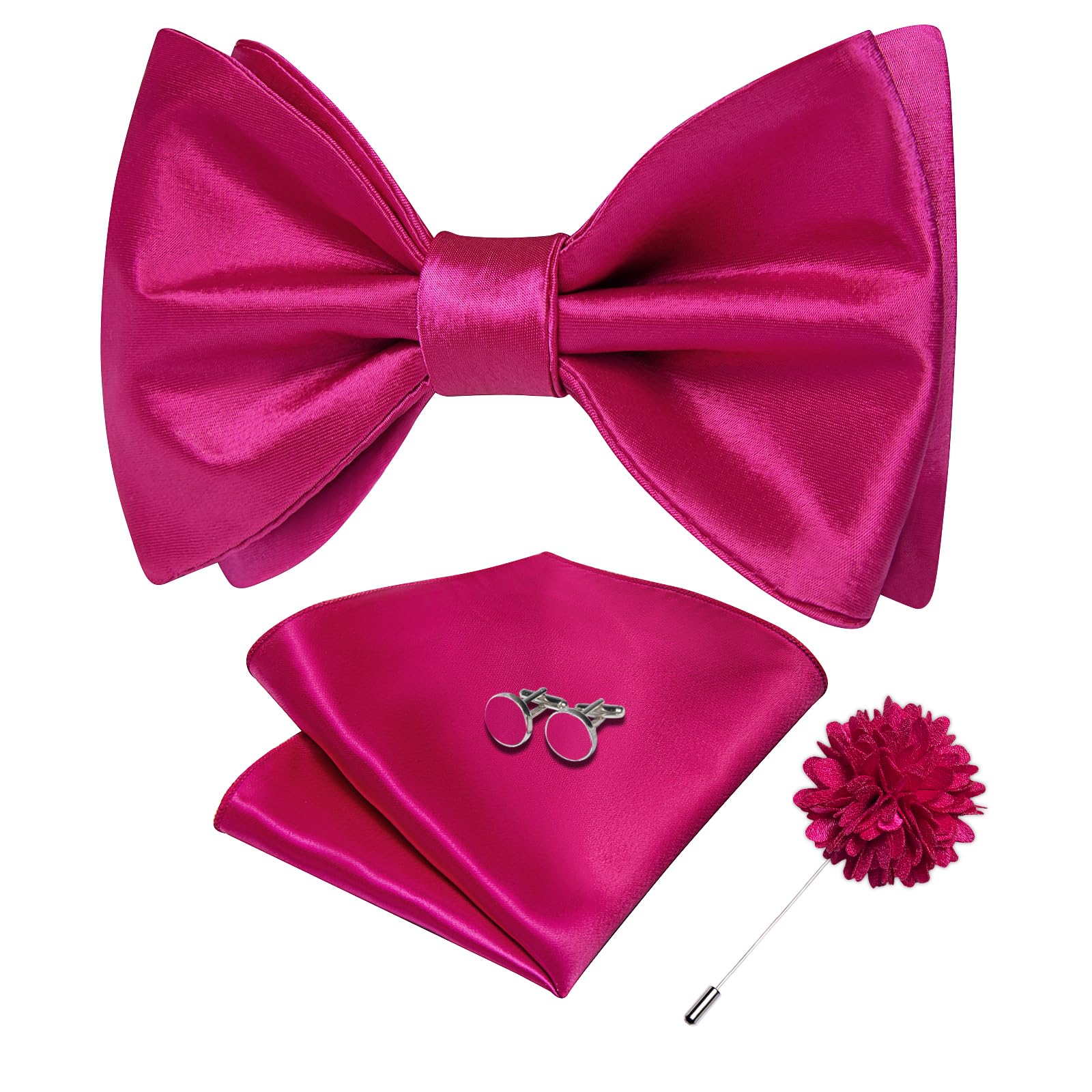DiBanGu Satin Bow tie Self-Tied Bowtie Set for Men Wedding Prom