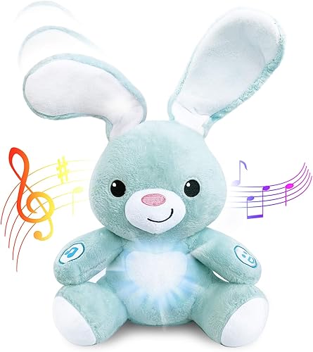 Stuffed Bunny - Conejo de peluche interactivo de peluche, suave conejo de juguete Peekaboo, de 16 pulgadas de alto, animal de juguete que canta,