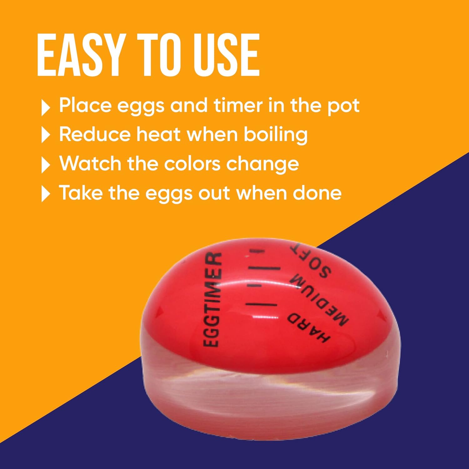Gadgetime USA Egg Timer for Boiling Eggs (2 pcs) - Color Changing Indicator for Hard or Soft Boiled Eggs - Perfect Timer that Goes in Water & Changes Colors When Done - Egg Thermometer - No BPA