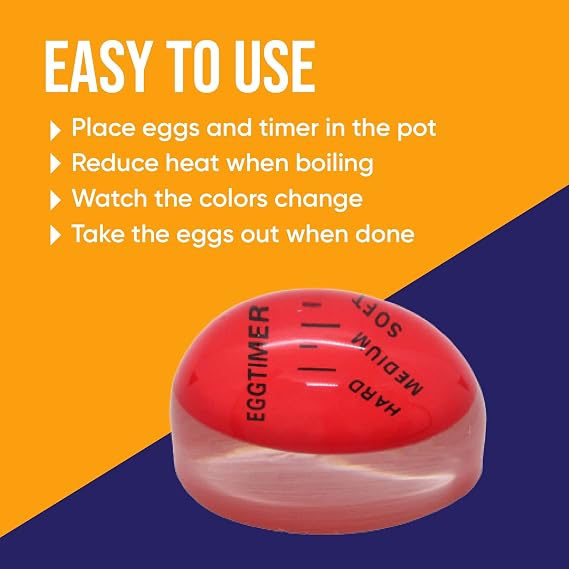 Gadgetime USA Egg Timer for Boiling Eggs (2 pcs) - Color Changing Indicator for Hard or Soft Boiled Eggs - Perfect Timer that Goes in Water & Changes Colors When Done - Egg Thermometer - No BPA