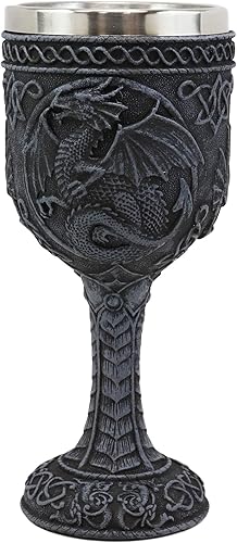 Ebros Antigua Runa Celta Nudo Celestial Luna Dragón Copa de Vino Copa de Cáliz 6 oz Gótico Calabozos y Dragones Elixir Medieval de la Vida