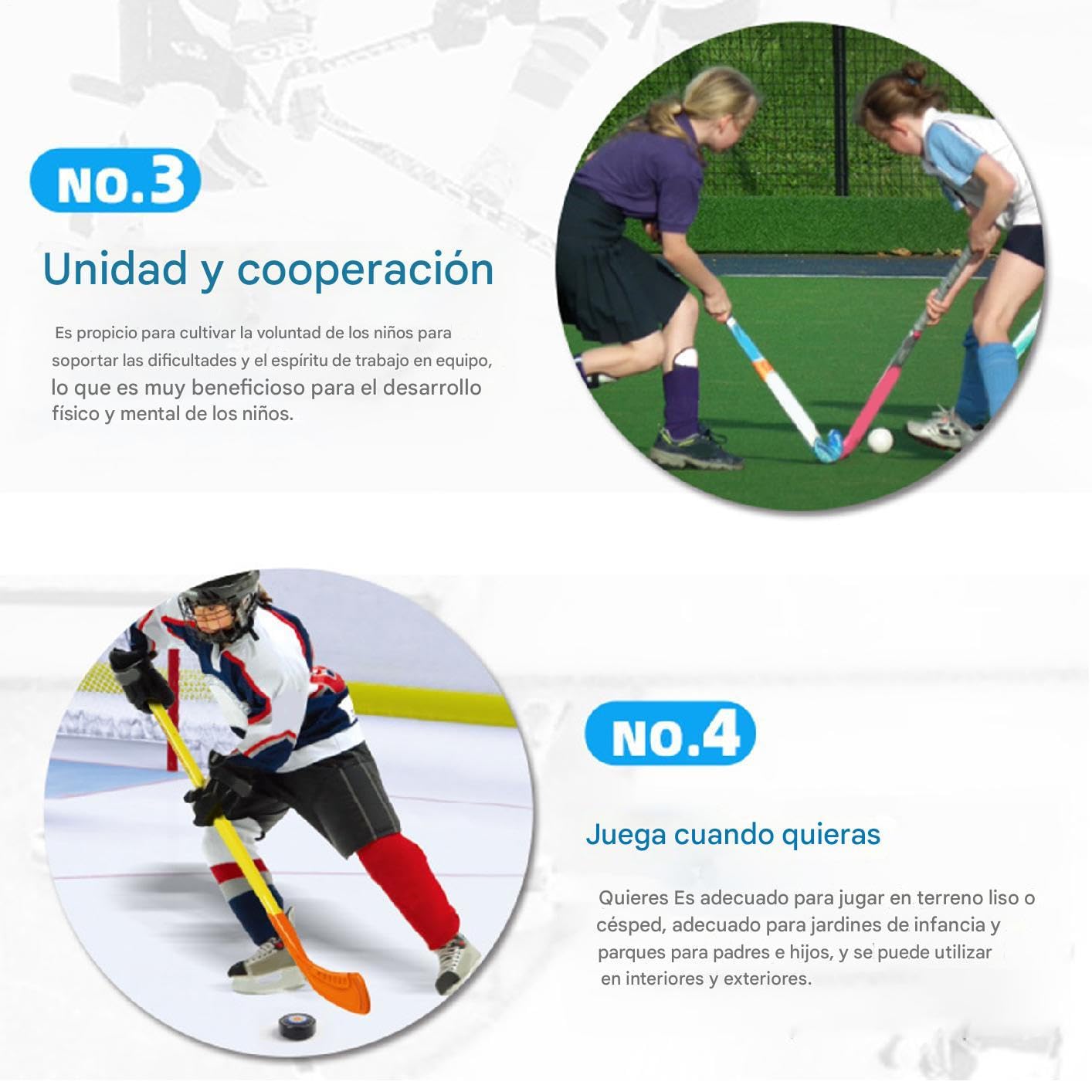 Genérico Palos de Hockey para Interiores,Palos de Hockey para niños | Juego de Palos de para Principiantes | Juego de Pelotas de sobre Hielo al Aire Libre para niños, Juego de Palos de