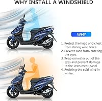 Vista 4 de Minho Parabrisas universal de motocicleta de 16.5 x 17.2 pulgadas, divisor de viento, deflector de viento apto para scooter chino, ciclomotores