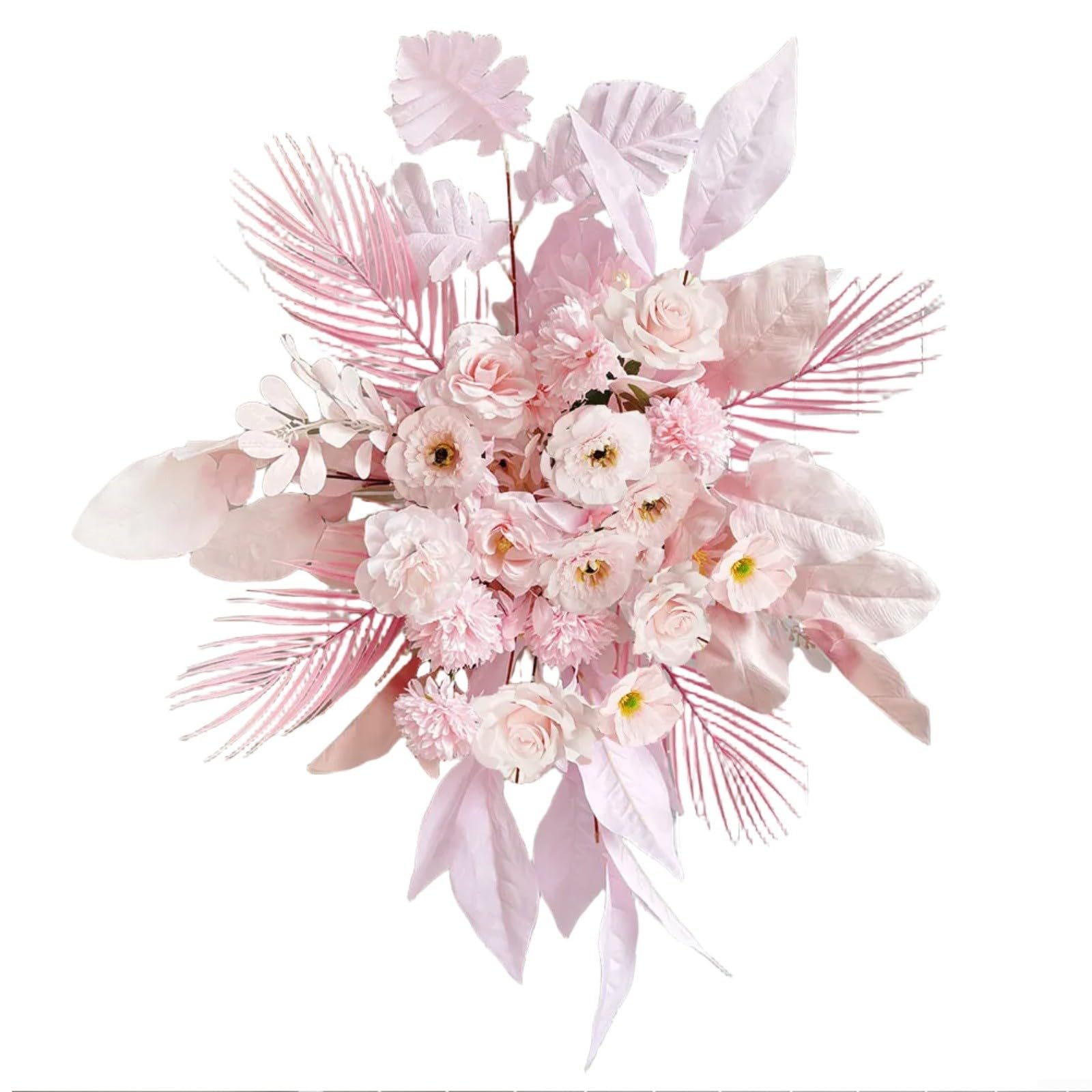 Künstlicher Blumenbogen, 100 x 70 cm, Hochzeitsgang-Dekoration mit Haken zum Aufhängen, für rustikale Zeremonie, Hintergrund, Fotokabine, Rosa